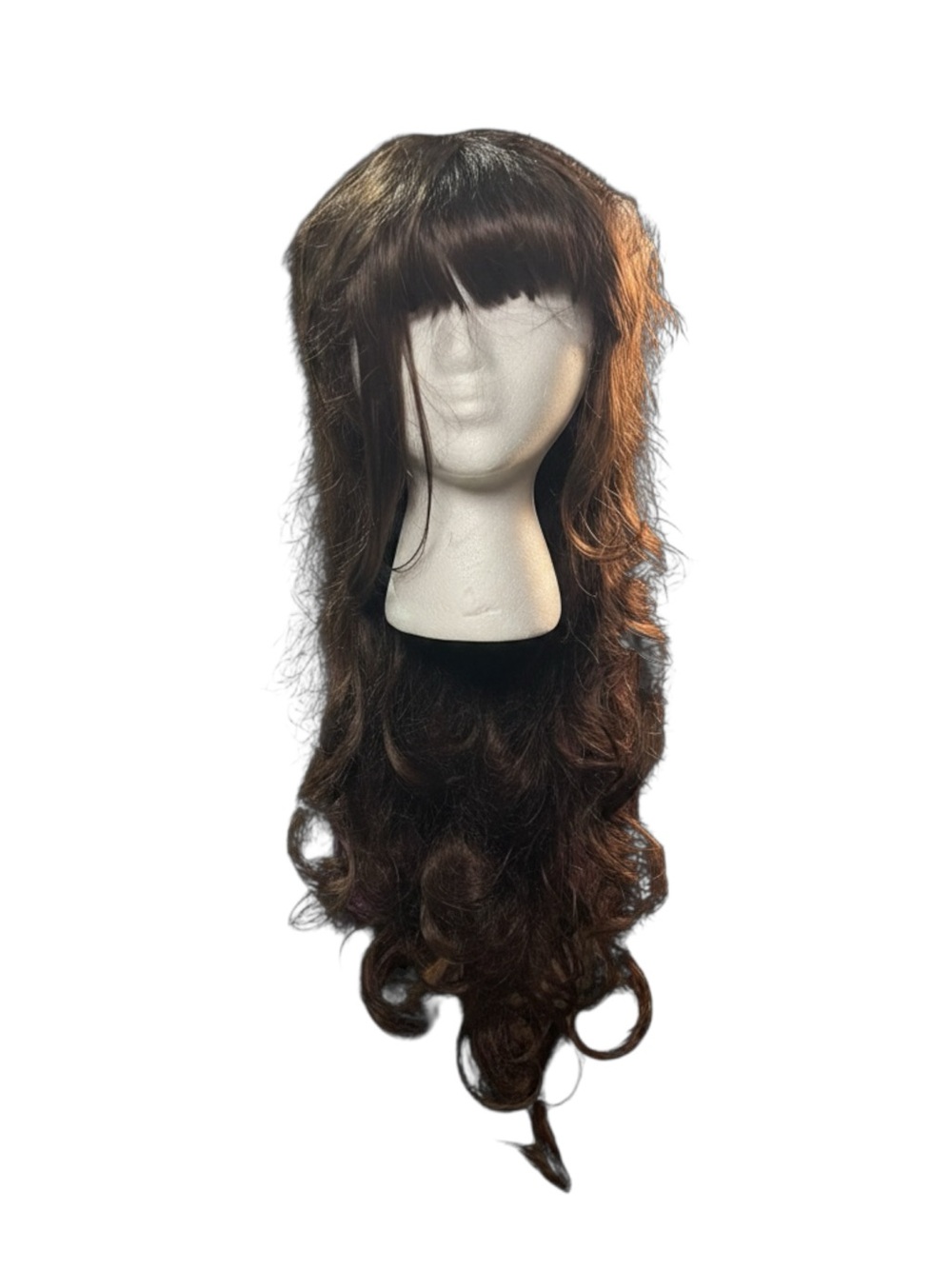 Epic Cosplay Wigs Long Dark Brown Curly/Wavy Wig with Bangs